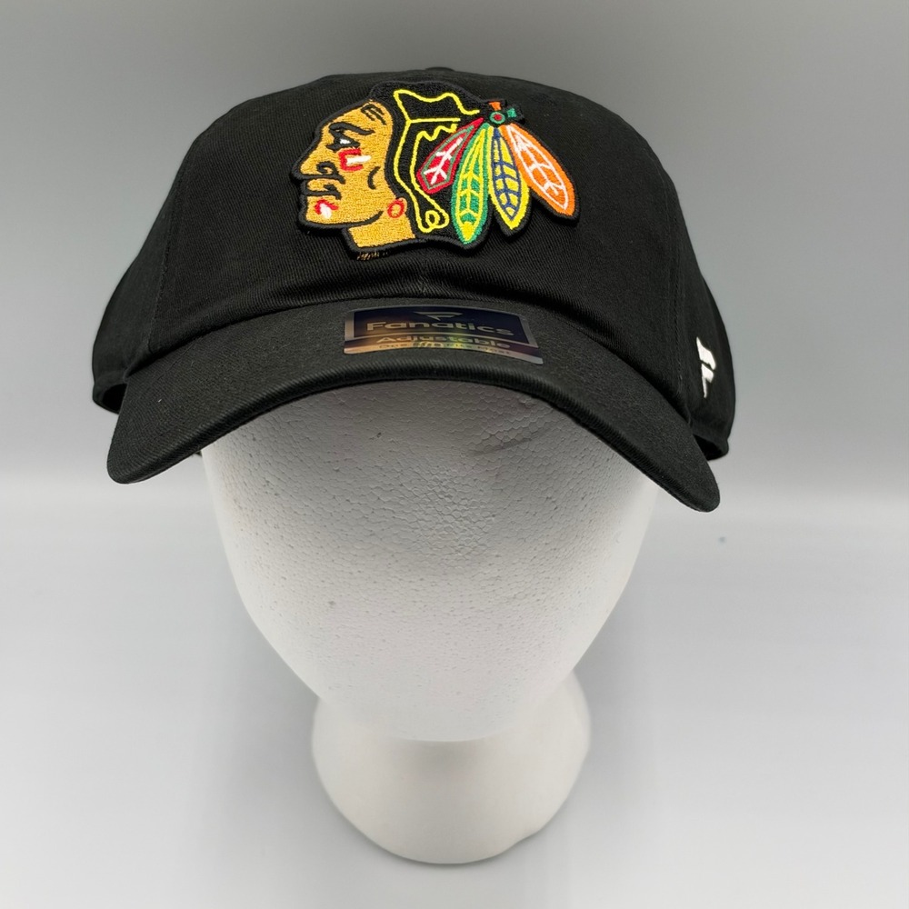 Fanatics Chicago Blackhawks Hat Black NHL Embroidered Logo Adjustable Cap NWOT